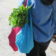 Itty Bitty BIG Bag, Shibori shopping bag, reusable shopping bag, expanding shopping bag. 